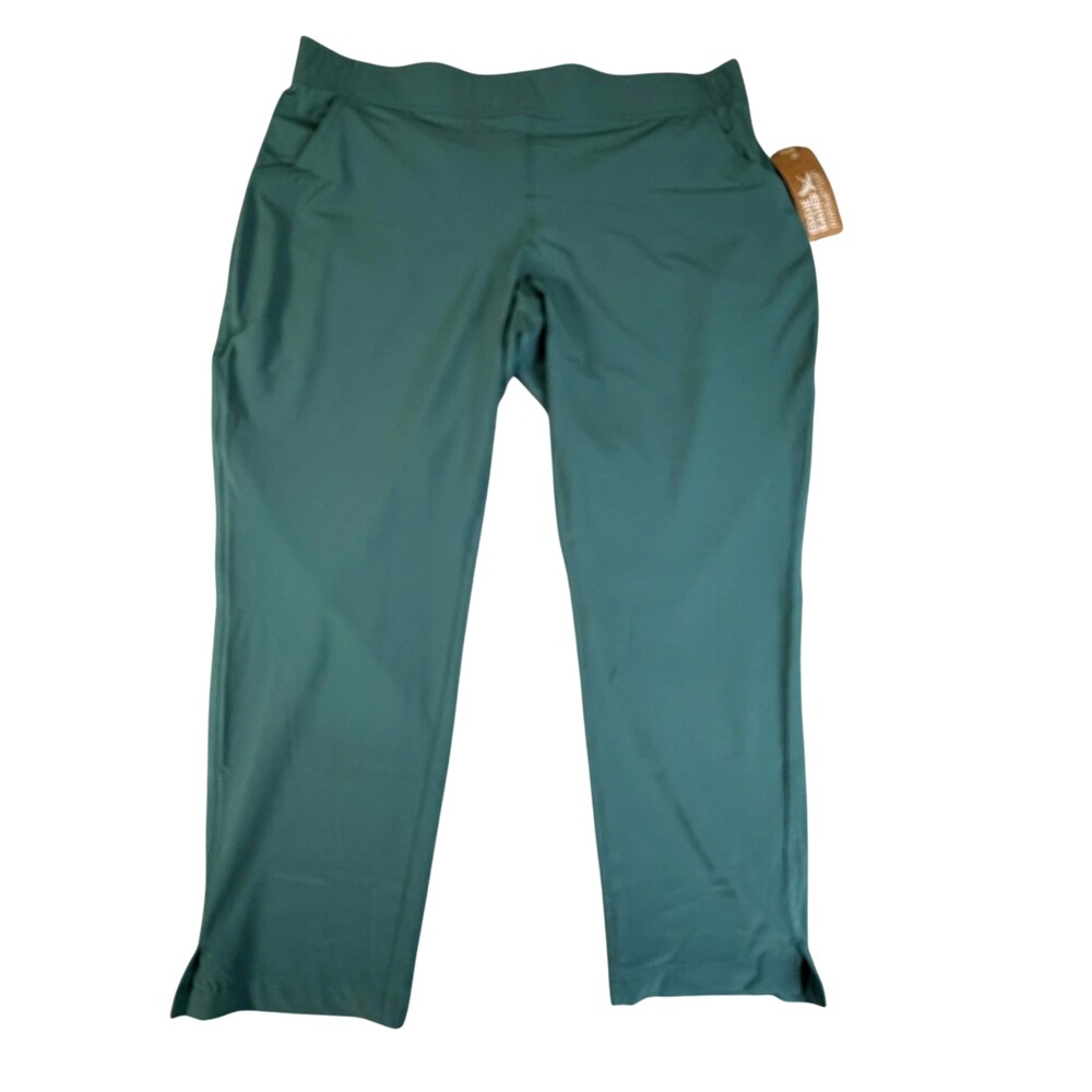 Eddie Bauer WP Departure Pants Womens PL Green Ankle Stretch Travel UPF 50+